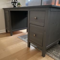 Ikea Hemnes Dark Grey Office Wooden Desk