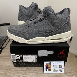 Size 9.5 - Air Jordan 3 Retro Wool Grey 2016