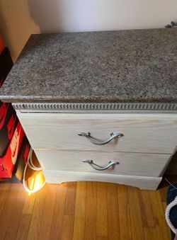 2-Drawer Nightstand with Stone Top