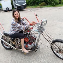1973 harley Davidson ironhead 1200cc custom painted tank by deano. 1942 sugar bear springer front end custom frame solid brass foot pegs Kick Peddle +
