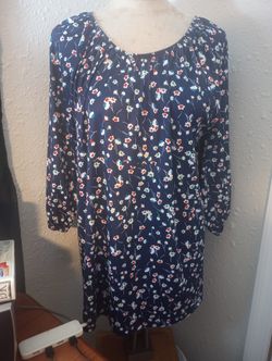 Sara Morgan Floral 3 Quarter Sleeve Blouse XL, Navy