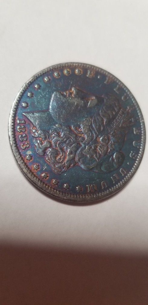 1883 Morgan silver Dollar Purple pink Toning 