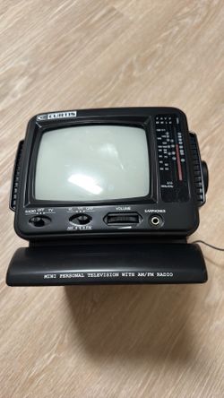 Vintage Curtis RT068 5” Portable Black & White TV with AM/FM Radio + Original Box
