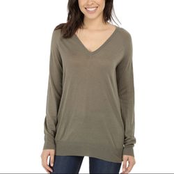 Equipment Femme 100% Cashmere Sweater Women's Xsmall Xs Knit V-Neck olive green 