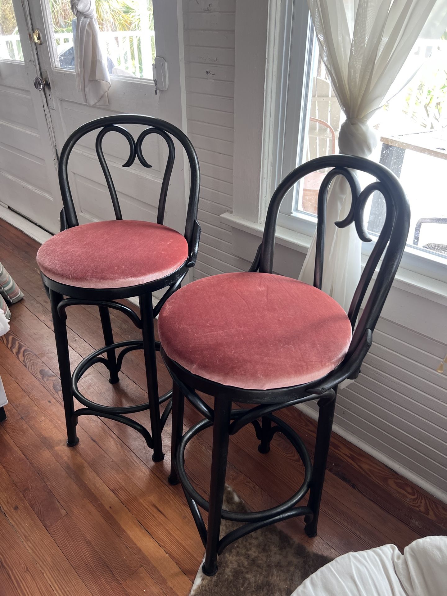 Boho Cane Barstools Velvet Seats