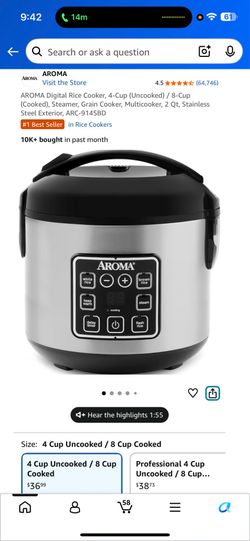 AROMA Digital Rice Cooker 4 Cup