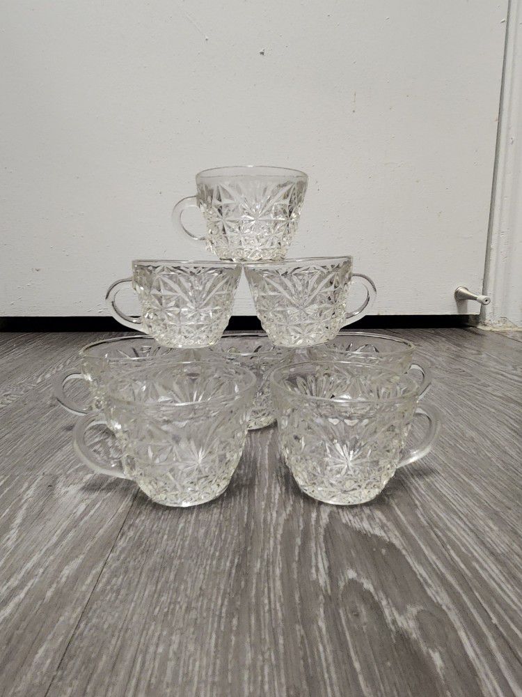 Vintage Anchor Hocking Arlington Clear Glass Punch Cups Set