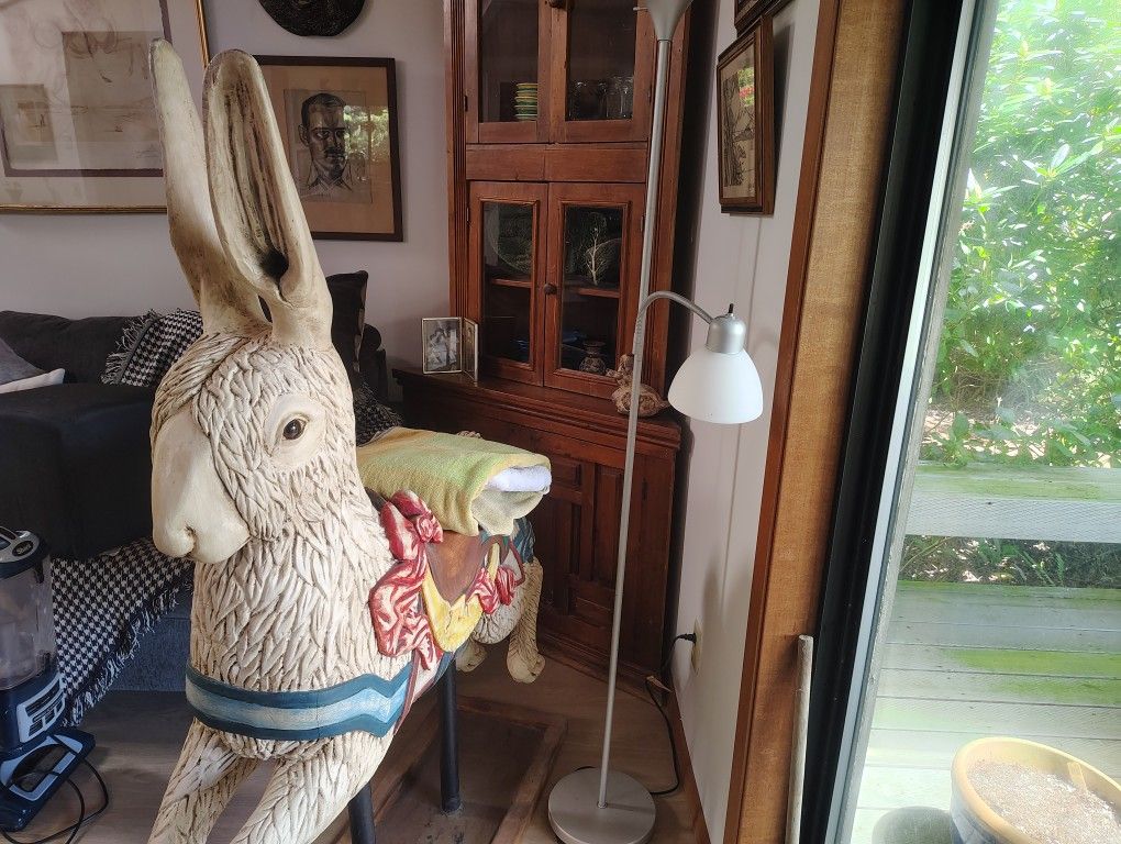 Leaping rabbit carousel figure