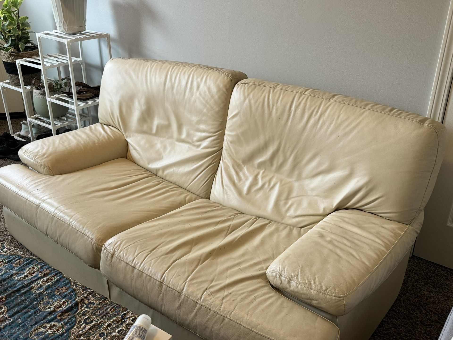 Creamy Italian Leather Couch