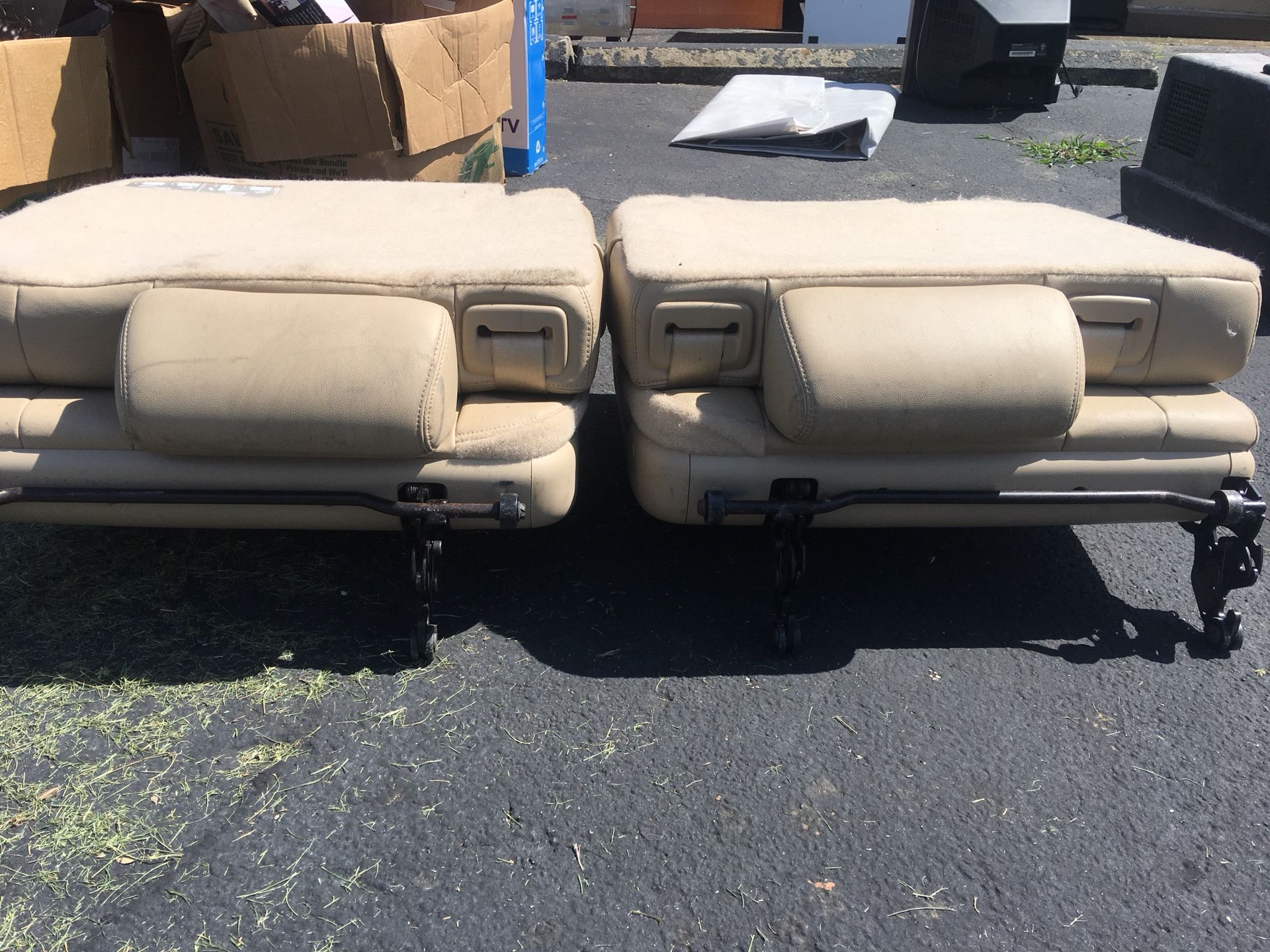 Two factor tan leather third row seats for 2010-2014 Chevy Tahoe