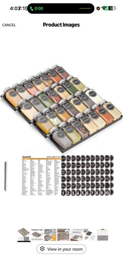 SpaceAid Spice Drawer Organizer with 28 Spice Jars, 386 Spice Labels, 4 Tier Seasoning Rack Tray Insert for Kitchen Drawers, 13" Wide x 17.5" Deep