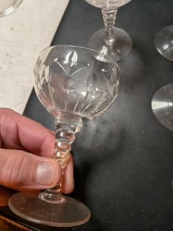 Set of 4 Vintage Tiffin-Franciscan Crystal Cocktail Glasses - Willow Pattern