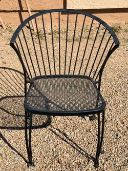 Black Wrought Iron Outdoor Patio Chair (LxWxH: 22” x 24” x 32”)