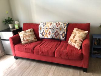 Red Fabric 3-Seat Sofa