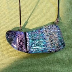 Large Wide Dichoric Glass Pendant Necklace 8