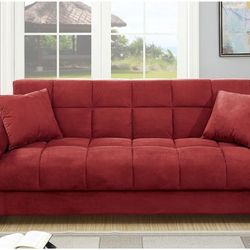 ADJUSTABLE SOFA  FLIPP COMPARTMENT  RED MICROFIBER  NEW IN BOX ☎️ 1714586,2564 