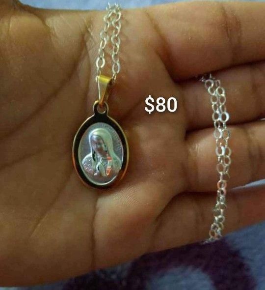 925 Sterling Silver Chain With The Pendant/Cadena Con Dije De Plata 925