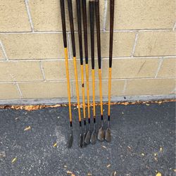 Antique Bobby Jones Hickory Golf Clubs 2,3,5,6,7,8 & 9 Irons Only! Perfect For Decoration In Office Or Man Cave!