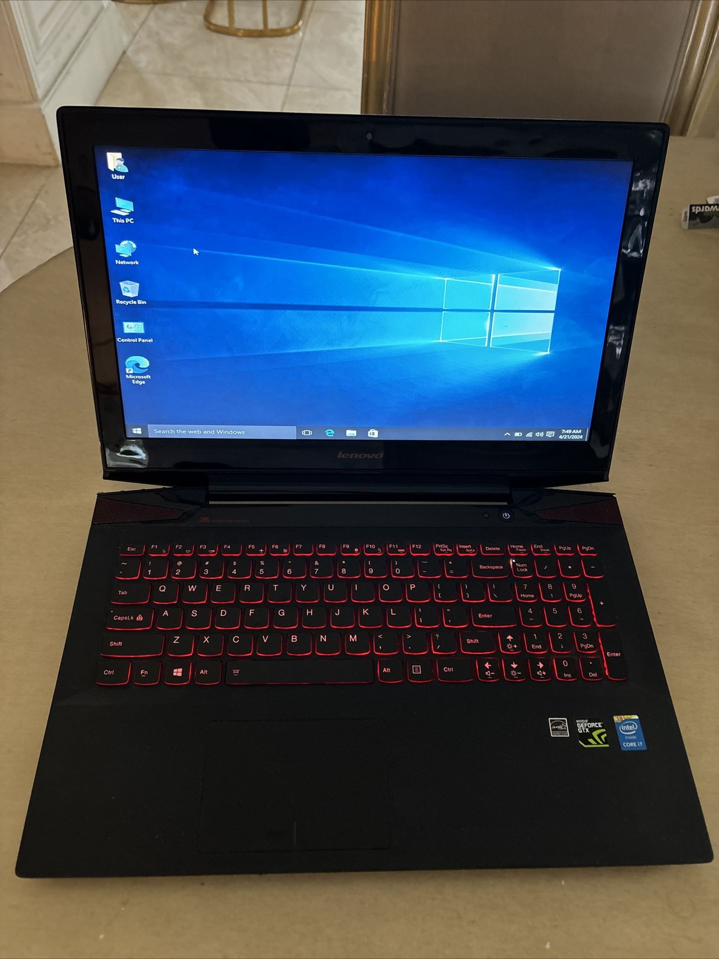 Laptop Lenovo Y50 Core i7 8 Gb Memory 1 Tb Hard Win 10 Pro