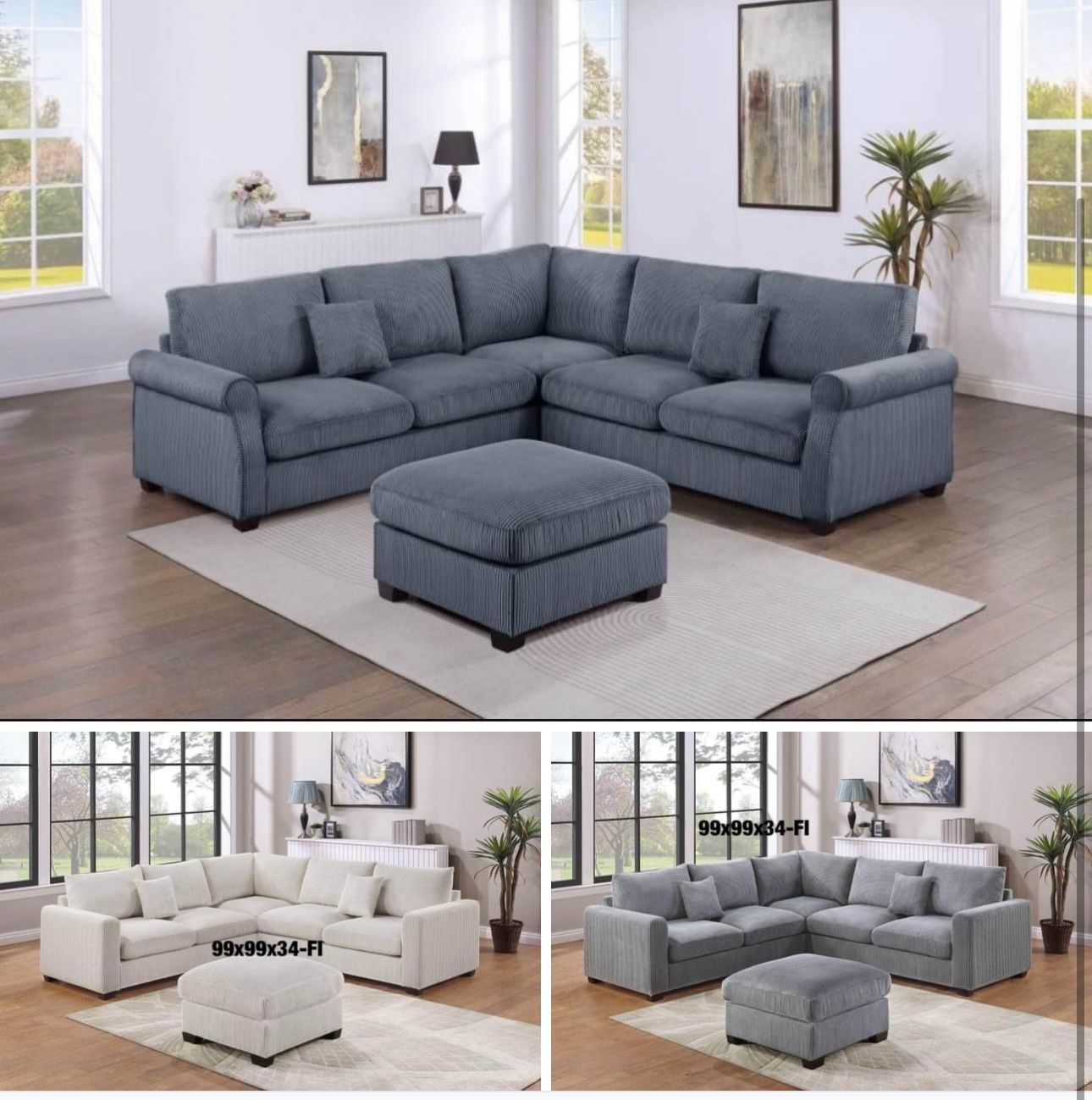 $499 Sectional Couch With Ottoman