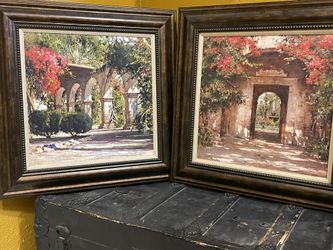 2 Scenic Floral Courtyard Pictures (Make an Offer$$)