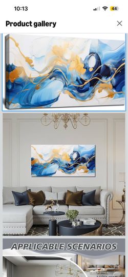 Brand New!Blue and White Abstract Canvas Wall Art for Living Room Bedroom 20"×40" Large Prints Artwork,Framed Ready to Hang,Home Office Decor,Abstract