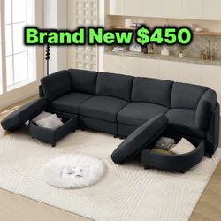 Delivery Extra Cost 🚛 Brand New Sealed In Box 📦 Sectional Black Couch 