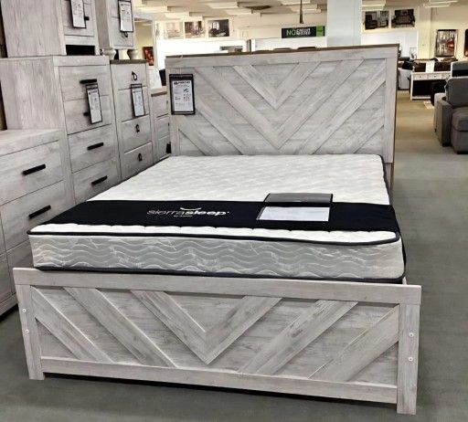 Cayboni Whitewash Panel Bedroom Set 4 Piece $10 Down Payment And Financing Available
