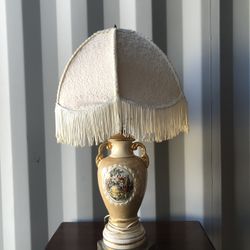  Vintage Antique Lamp With A Fringe Cover
