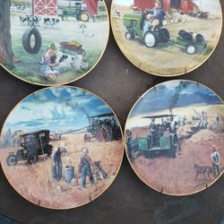 JOHN DEERE themed Danbury Mint Collector Plates - numbered with Wall mounts - Set of 4