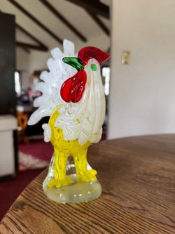 Vintage Handblown Murano Glass Rooster 8 1/2” Tall