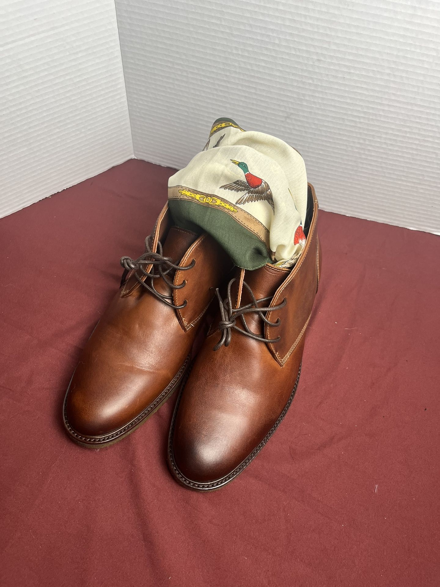 Johnston & Murphy Mens Copeland Chukka Boots Leather Red Brown 25-2022 SIZE 10.5