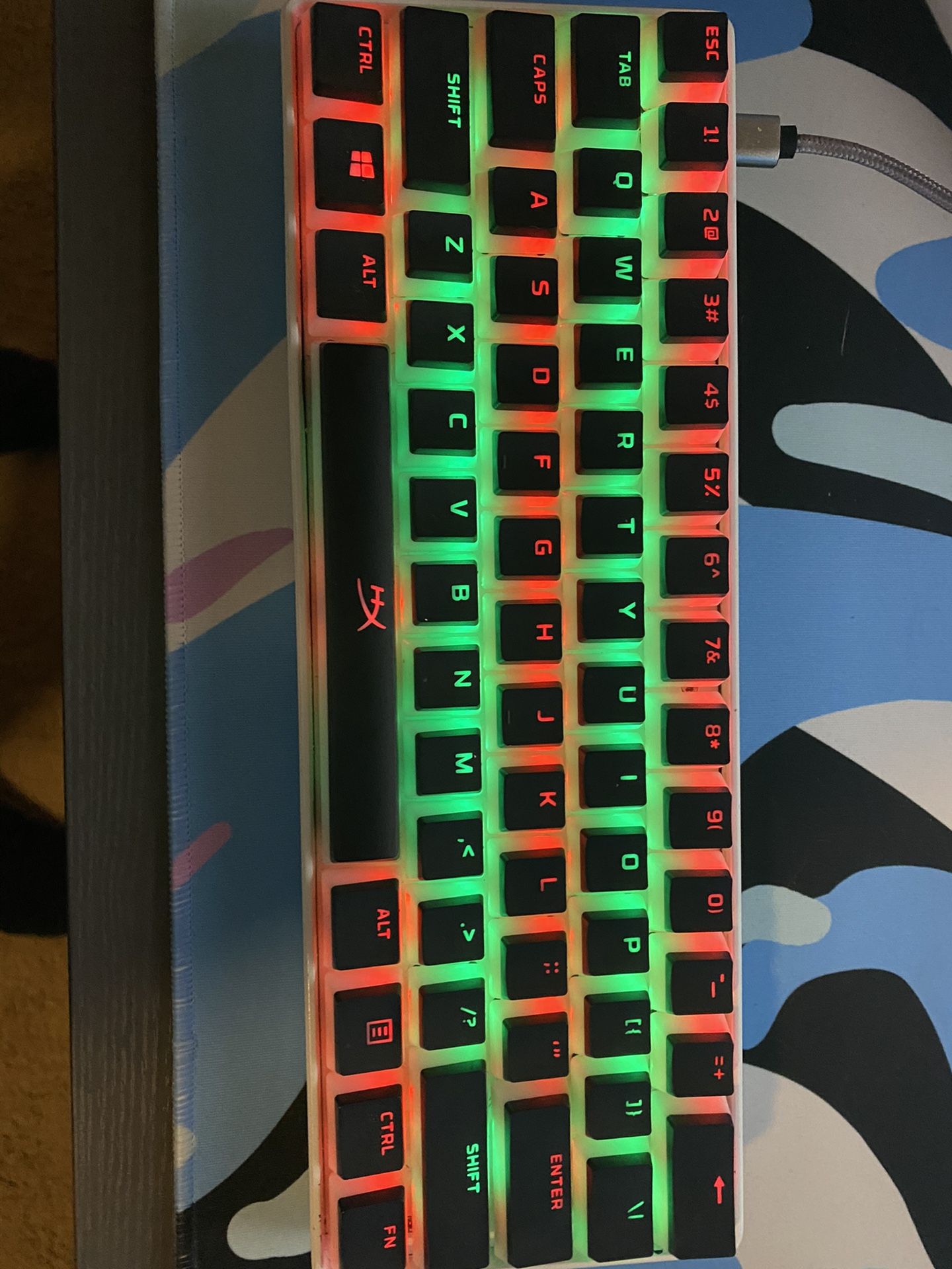 Gk61 with Hyper X Pudding Key caps and Glorious Model O for Sale in