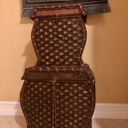 HOME DECOR - (2) Brown/Gold Wicker Woven Chests 35” Tall