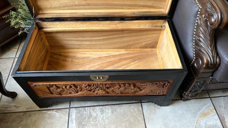 Beautiful Hand carved Cedar chest