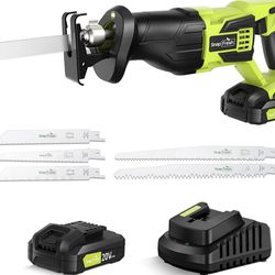  Cordless Reciprocating Saw  With Battery Plus 5 Blades And 1 Hour Rapid Charger 