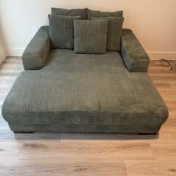Green Corduroy 60” Chaise Lounge  