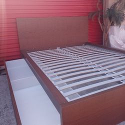 Ikea Malm Queen Bed Frame with 2 Storage Drawers 