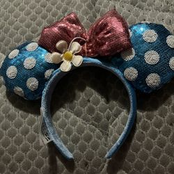 Polka Dot Flower And Bow Mickey Ears