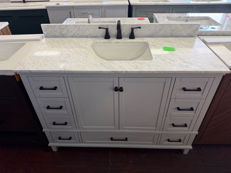 Merryfield 49 in. Single Sink Dove Grey Bath Vanity with White Carrara Marble Top