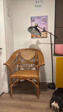 Vintage Rattan Cane Accent Chair