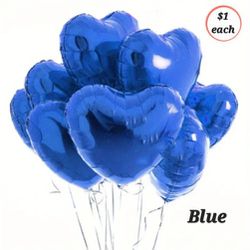 Heart Foil Balloons. Blue Balloons. Globos De Corazon 18 Inch Balloon. Valentine's Day Balloons. Anniversary. Birthday.  Weddings. 