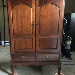 Hutch Tv Stand With Swing Away And Open Doors With 2 Drawers 