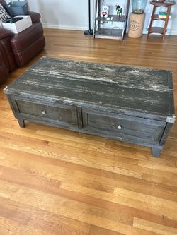 Distressed Wood Lift-Top Coffee Table