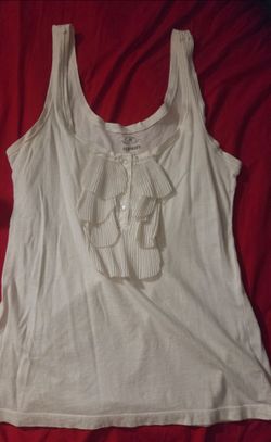 Old navy white ruffle-front tank top, size S/P
