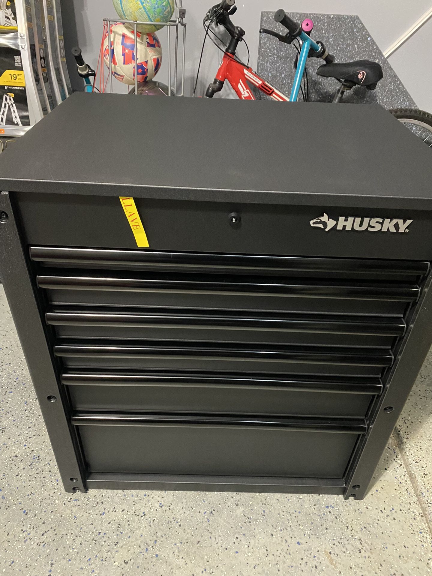 Husky Tool Storage 31 in. W 6-Drawer Black Rolling Tool Cart