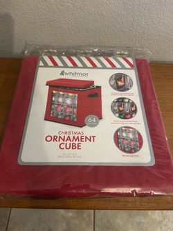 Whitmor Christmas ornament storage cube with 64 compartments, red with green trim. Brand new #christmas #holiday 12 x 12 x 12 inch