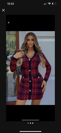 Fashion Nova Plaid Red And Black Sweater Dress