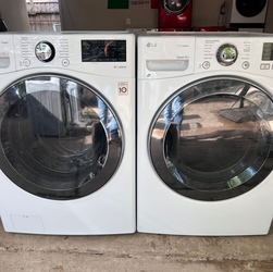 LG Front Load Washer & Dryer Set, White, SteamDry