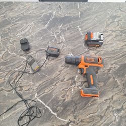 Black+Decker 12V Cordless Drill with Battery and Charger 
